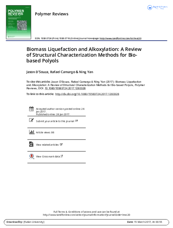 (PDF) Biomass Liquefaction and Alkoxylation: A Review of Structural ...
