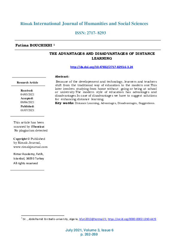 (PDF) The Advantages and Disadvantages of Distance Learning