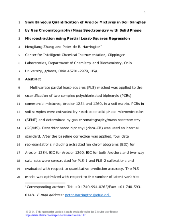 (PDF) Simultaneous quantification of Aroclor mixtures in soil samples ...