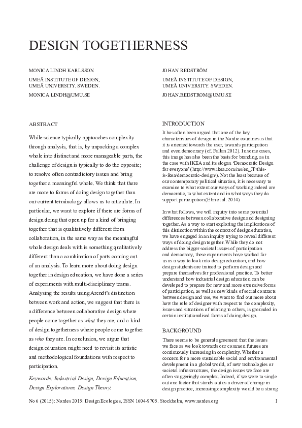 (PDF) Design togetherness
