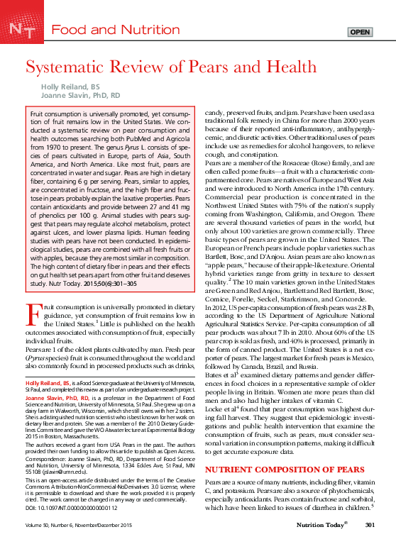 (PDF) Systematic Review of Pears and Health