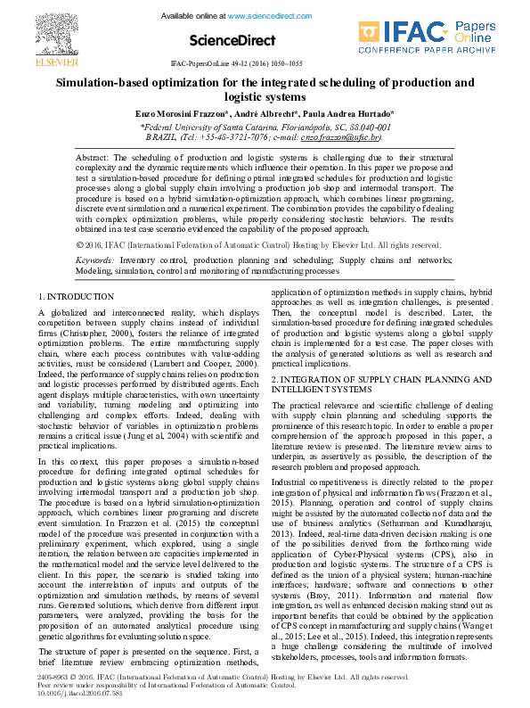 (PDF) Simulation-based optimization for the integrated scheduling of ...