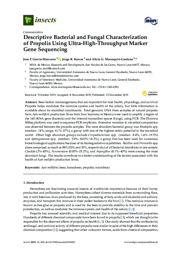 (PDF) Descriptive Bacterial and Fungal Characterization of Propolis ...