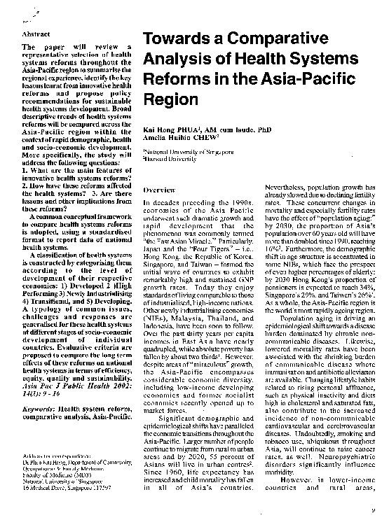 (PDF) Towards A Comparative Analysis of Health Systems Reform in the ...