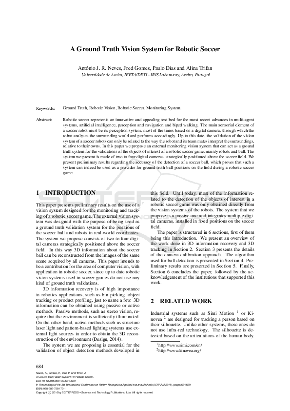 (PDF) A Ground Truth Vision System for Robotic Soccer