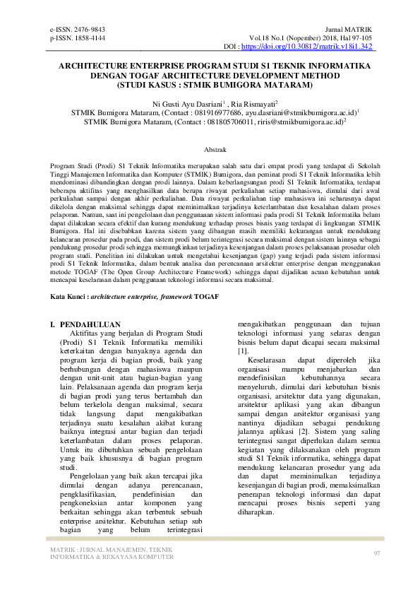 (PDF) Architecture Enterprise Program Studi S1 Teknik Informatika ...