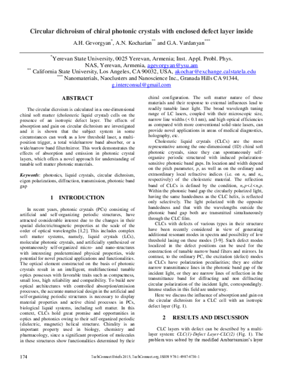 (PDF) Circular dichroism of chiral photonic crystals with enclosed ...