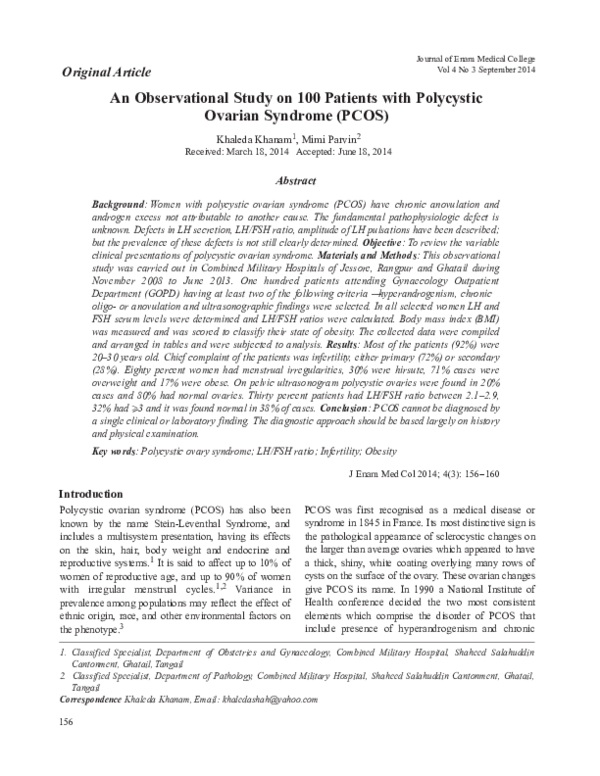 (PDF) An Observational Study on 100 Patients with Polycystic Ovarian ...