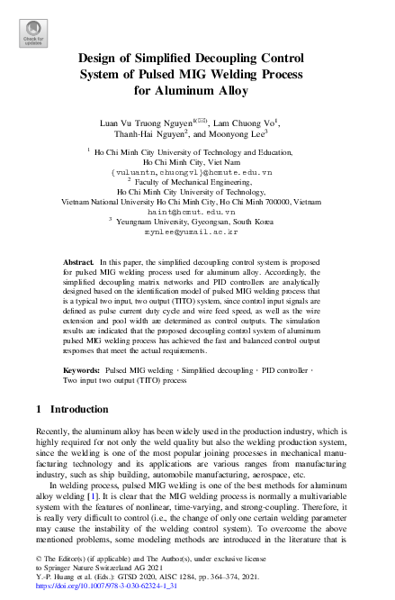 (PDF) Design of Simplified Decoupling Control System of Pulsed MIG ...