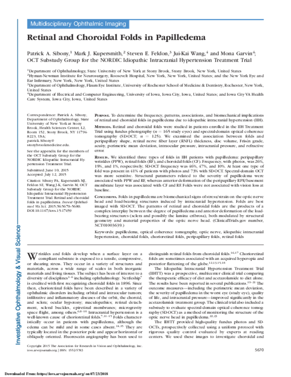 (PDF) Retinal and Choroidal Folds in Papilledema