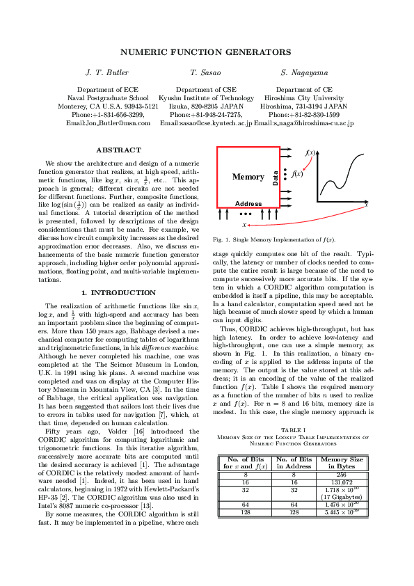 (PDF) Numeric Function Generators