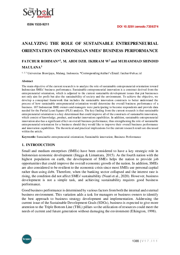 (PDF) Analyzing the Role of Sustainable Entrepreneurial Orientation on ...