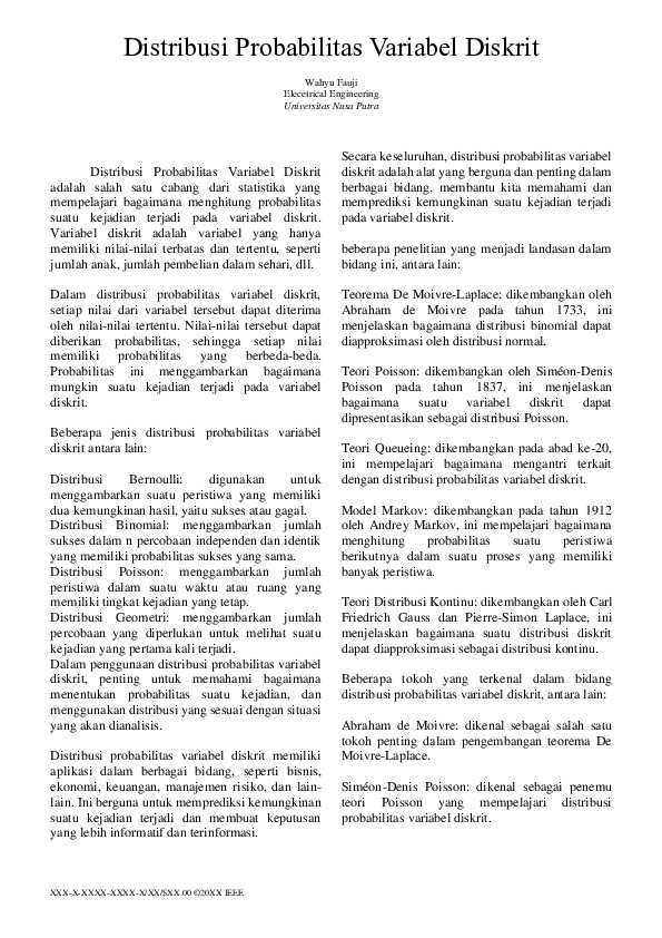 (PDF) Distribusi Probabilitas Variabel Diskrit