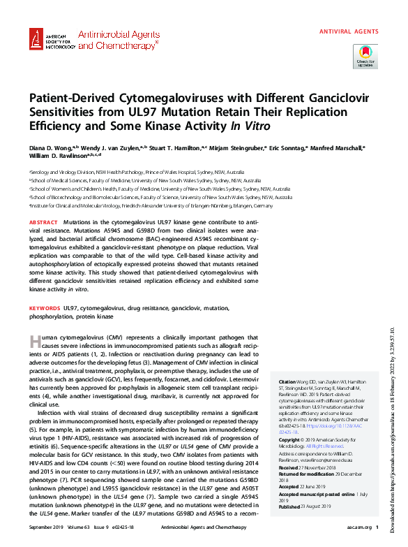 (PDF) Patient-Derived Cytomegaloviruses with Different Ganciclovir ...