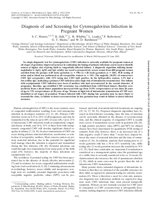 (PDF) Diagnosis of and Screening for Cytomegalovirus Infection in ...