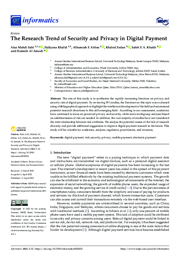 (PDF) The Research Trend of Security and Privacy in Digital Payment