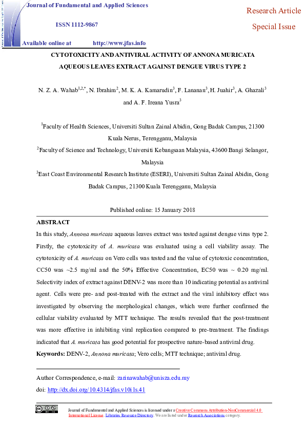 (PDF) Cytotoxicity and antiviral activity of Annona muricata aqueous ...