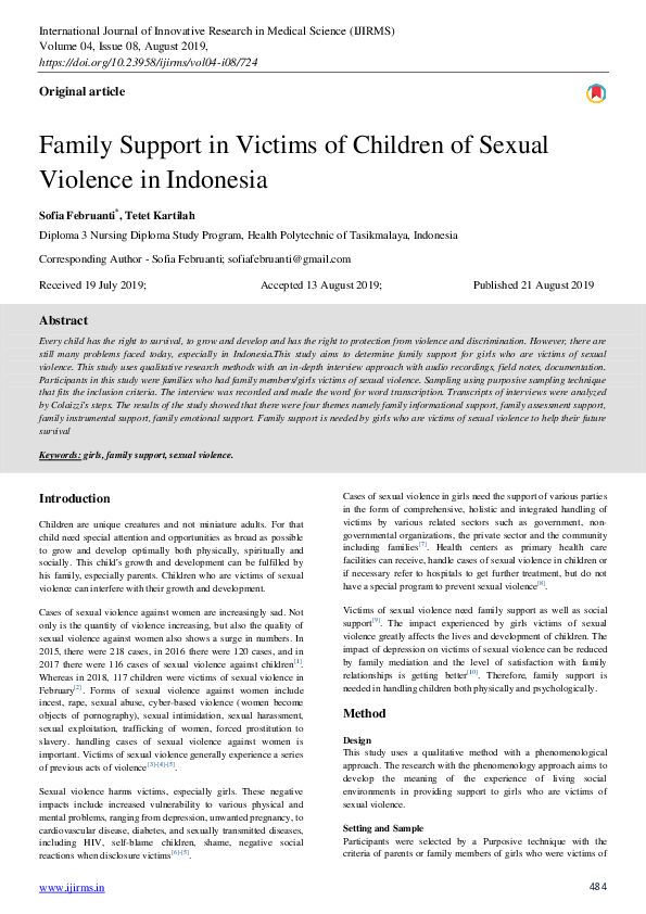 (PDF) Family Support in Victims of Children of Sexual Violence in Indonesia