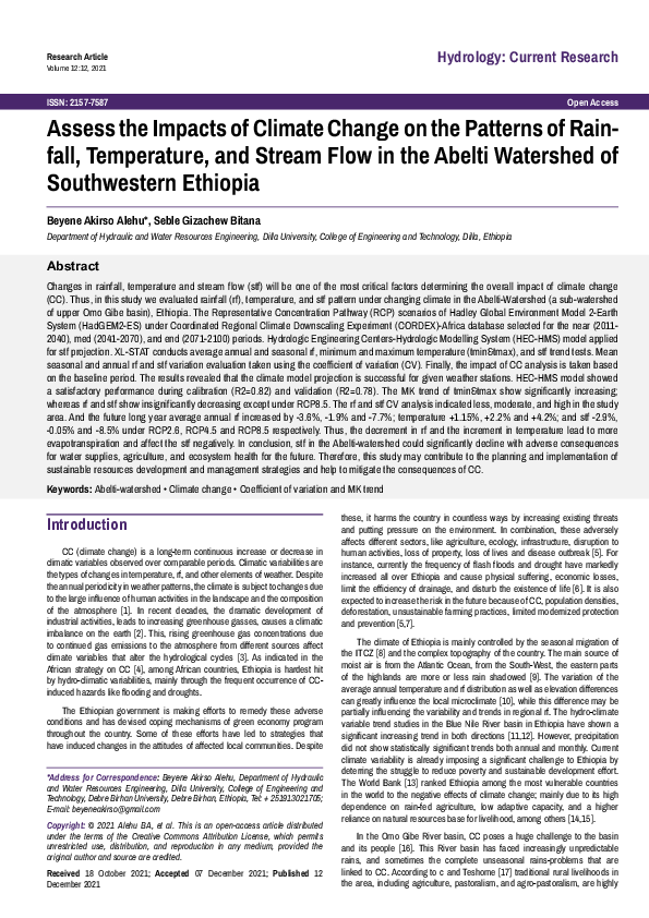 (PDF) Assess the impacts of climate change on the patterns of rainfall ...