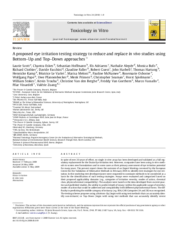 (PDF) A proposed eye irritation testing strategy to reduce and replace