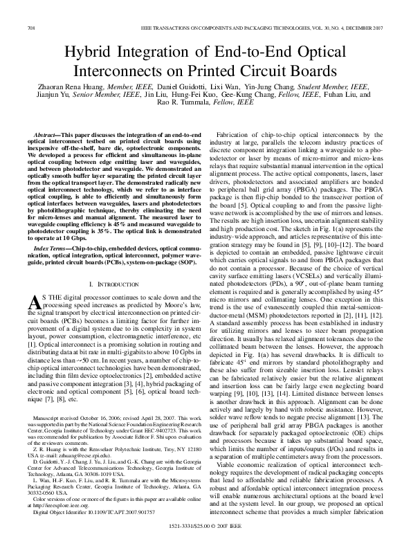 (PDF) Hybrid Integration of End-to-End Optical Interconnects on Printed ...