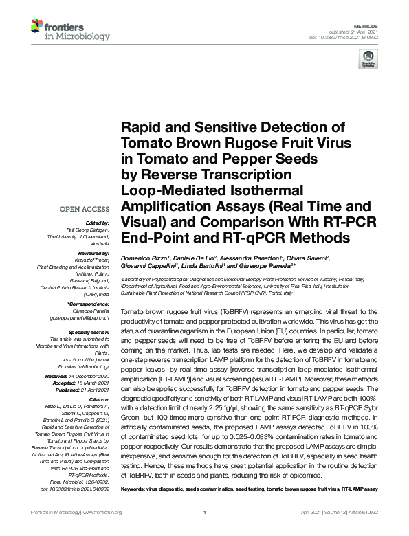(PDF) Rapid and Sensitive Detection of Tomato Brown Rugose Fruit Virus ...