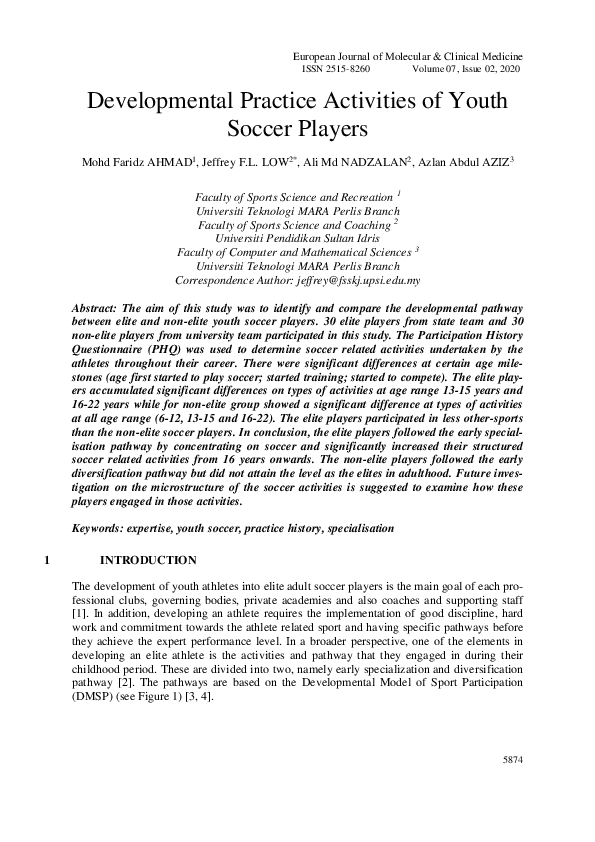 (PDF) Developmental Practice Activities of Youth Soccer Players
