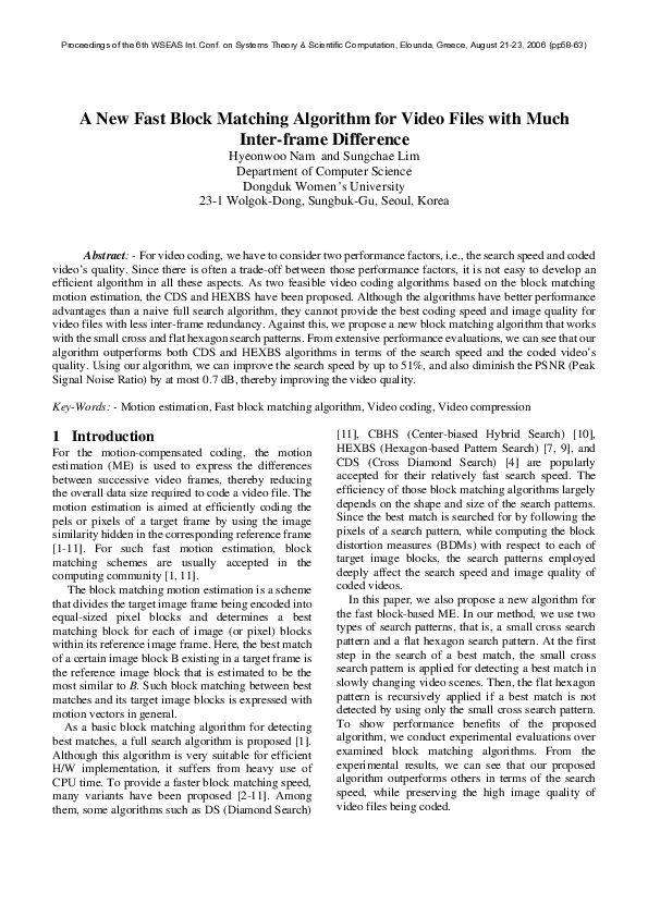 (PDF) A new fast block matching algorithm for video files with much ...