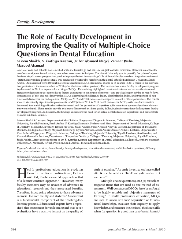 (PDF) The Role of Faculty Development in Improving the Quality of ...