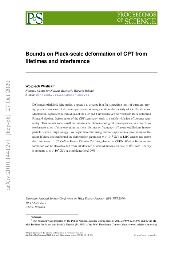 (PDF) Bounds on Plack-scale deformation of CPT from lifetimes and ...