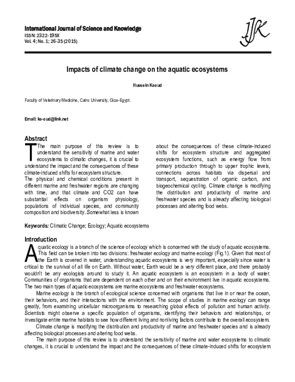 (PDF) Impacts of climate change on the aquatic ecosystems