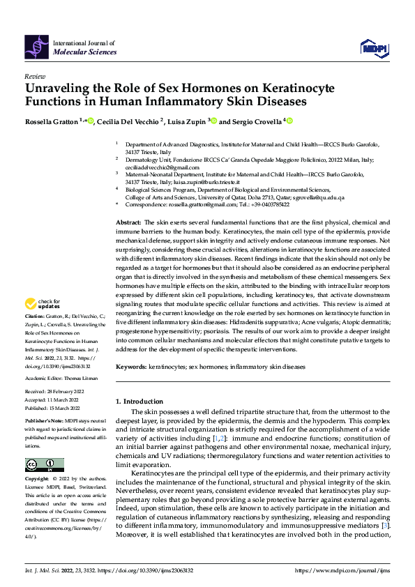 (PDF) Unraveling the Role of Sex Hormones on Keratinocyte Functions in ...