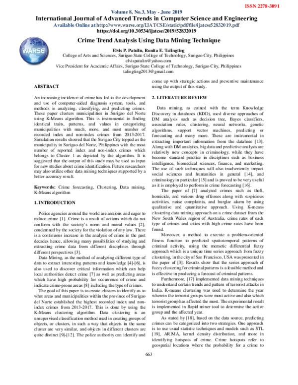 (PDF) Crime Trend Analysis Using Data Mining Technique