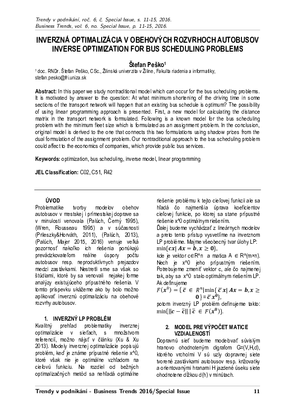 (PDF) Inverse optimization for bus scheduling problems