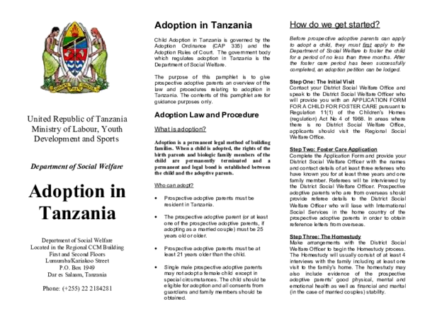 (PDF) PROCEDURES FOR ADOPTION OF CHILD IN TANZANIA