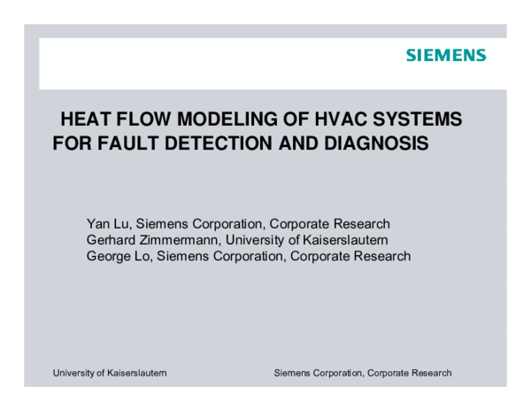 (PDF) Heat Flow Modeling of HVAC Systems for Fault Detection and Diagnosis