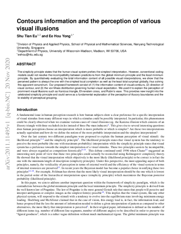 (PDF) Contours information and the perception of various visual illusions