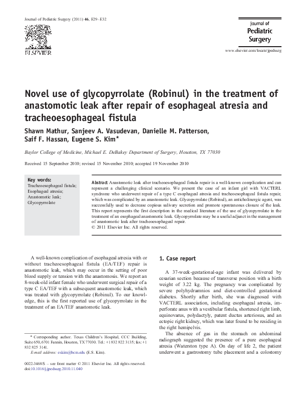 (PDF) Novel use of glycopyrrolate (Robinul) in the treatment of ...