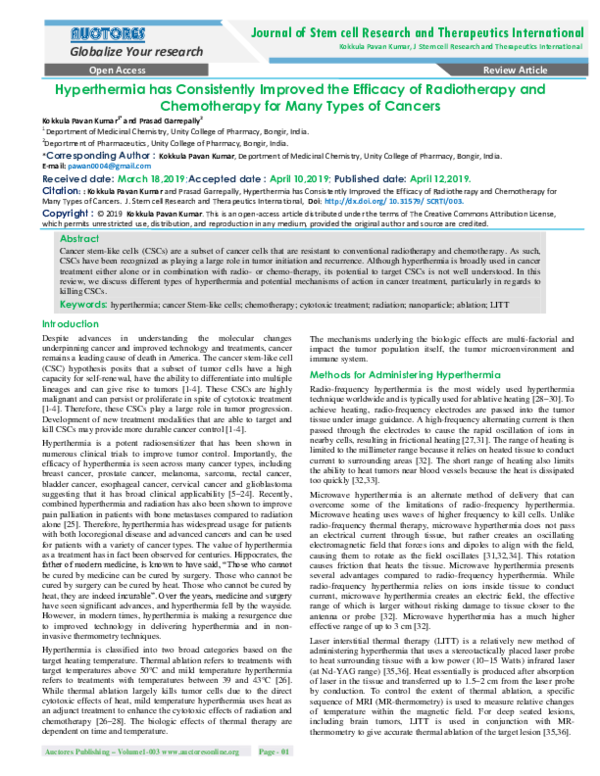 (PDF) Hyperthermia has Consistently Improved the Efficacy of ...