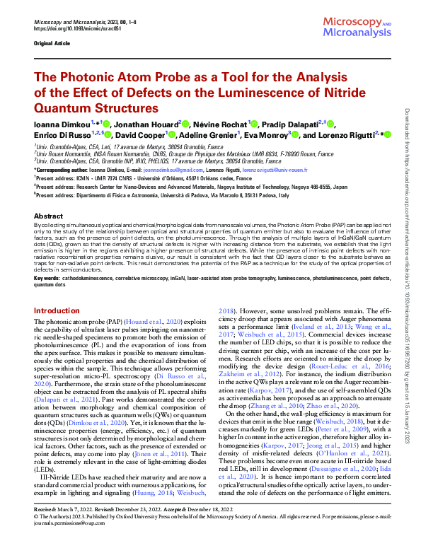 (PDF) The Photonic Atom Probe as a Tool for the Analysis of the Effect ...