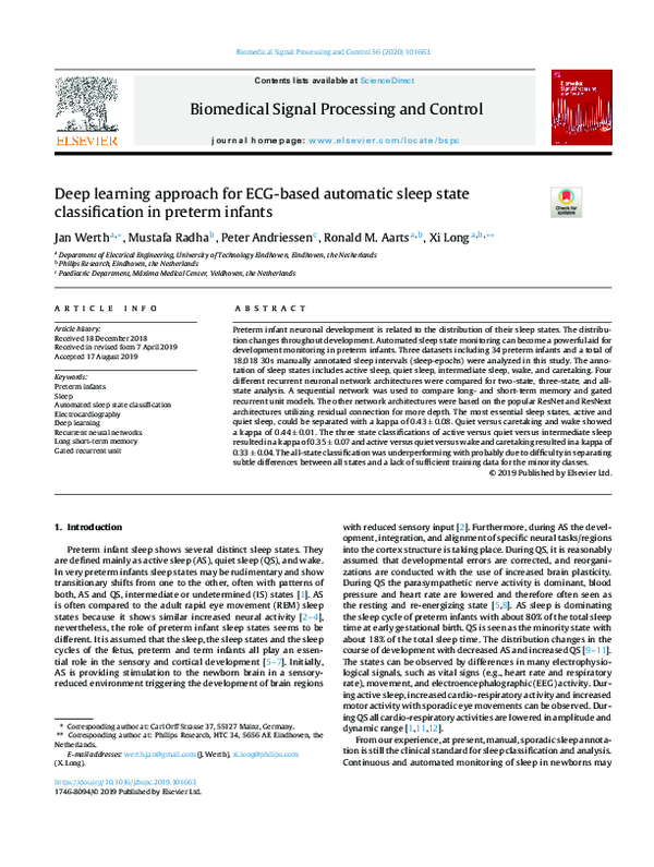(PDF) Deep learning approach for ECG-based automatic sleep state ...