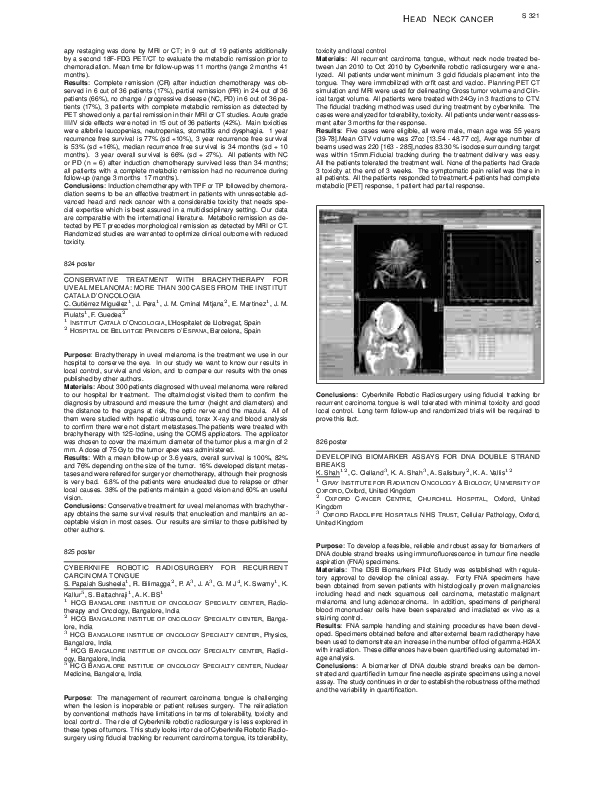 (PDF) 825 poster CYBERKNIFE ROBOTIC RADIOSURGERY FOR RECURRENT ...