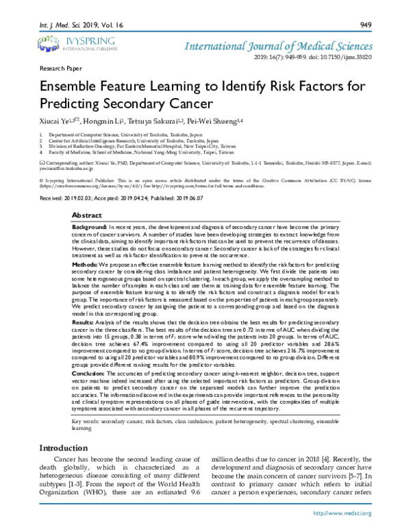 (PDF) Ensemble Feature Learning to Identify Risk Factors for Predicting ...