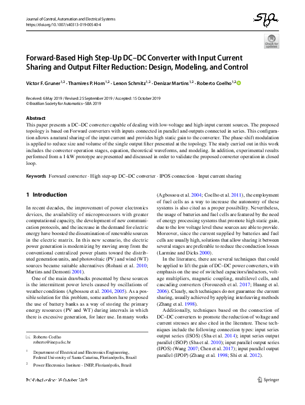 (PDF) Forward-Based High Step-Up DC–DC Converter with Input Current ...
