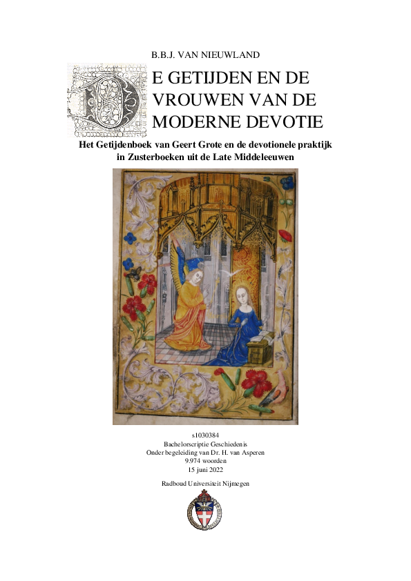 (PDF) De Getijden en de Vrouwen van de Moderne Devotie: Het ...