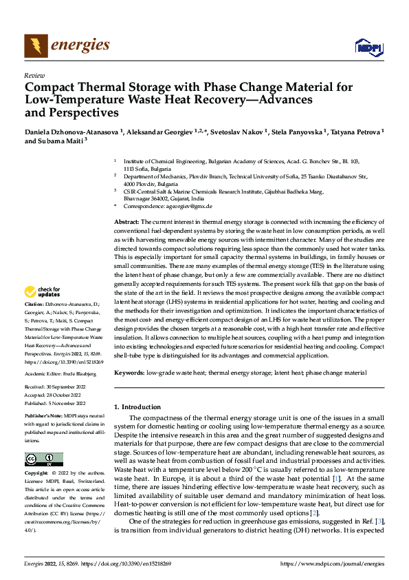 (PDF) Compact Thermal Storage with Phase Change Material for Low ...