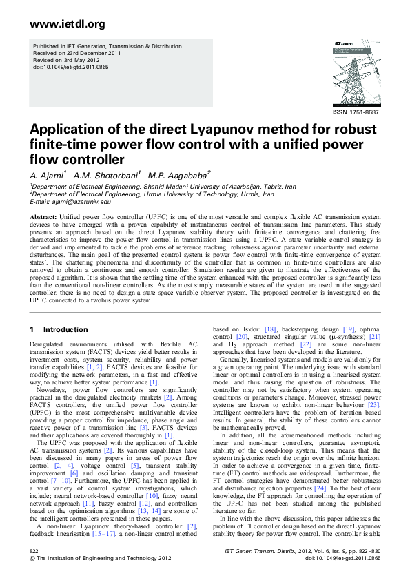 (PDF) Application of the direct Lyapunov method for robust finitetime