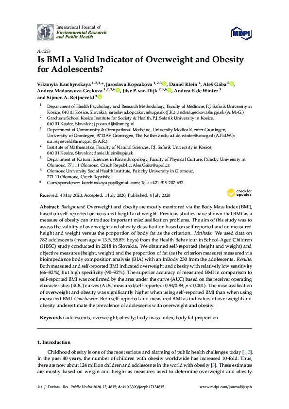 (PDF) Is BMI a Valid Indicator of Overweight and Obesity for Adolescents?