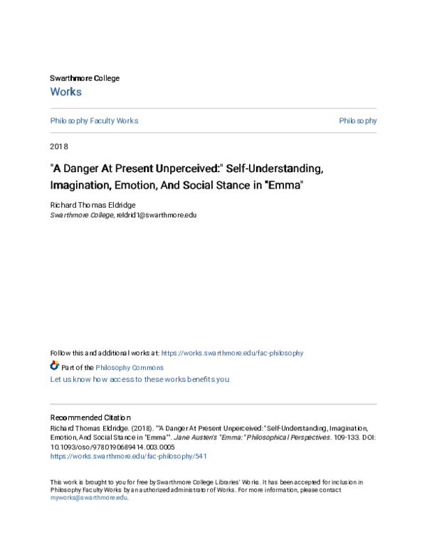 (PDF) A Danger At Present Unperceived: Self-Understanding, Imagination ...