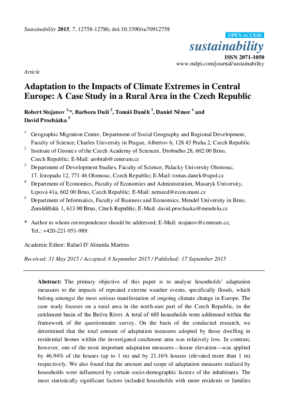 (PDF) Adaptation to the Impacts of Climate Extremes in Central Europe ...
